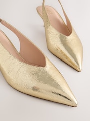 Gold Extra Wide Fit Forever Comfort® Point Toe Low Slingback Kitten Heels - Image 9 of 10
