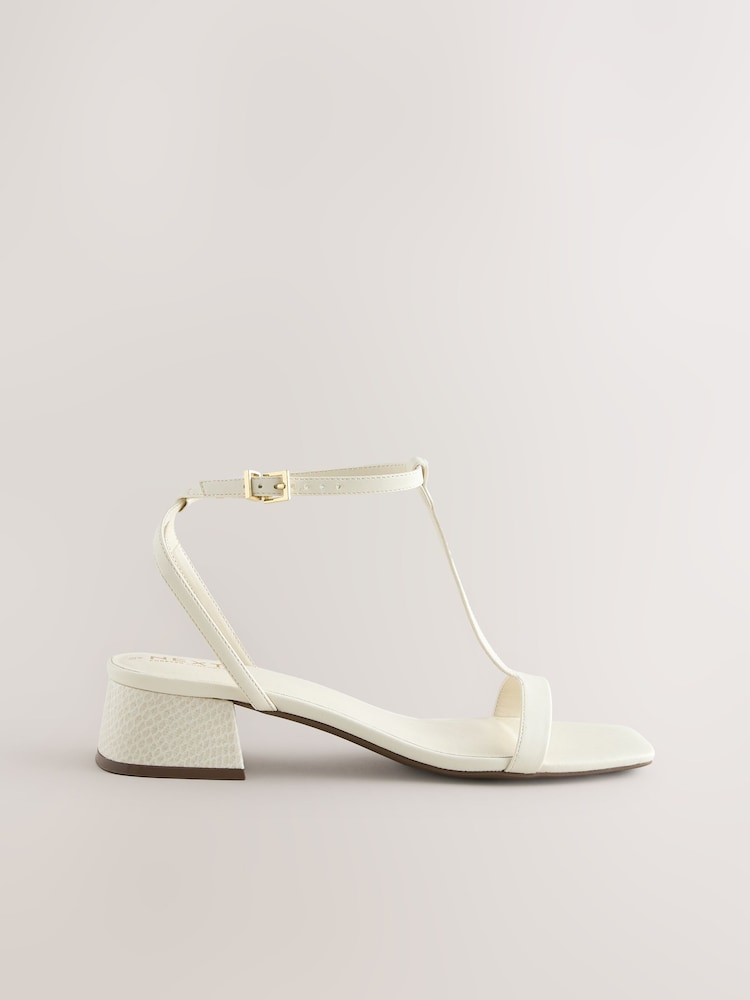 Bone Extra Wide Fit Forever Comfort® Low Block Strappy Sandals - Image 1 of 2