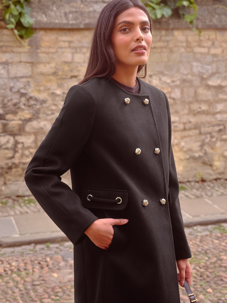 Love & Roses Black Collarless Double Breasted Jacket - Image 2 of 4