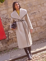 Love & Roses Neutral Eyelet Wrap Coat - Image 1 of 5