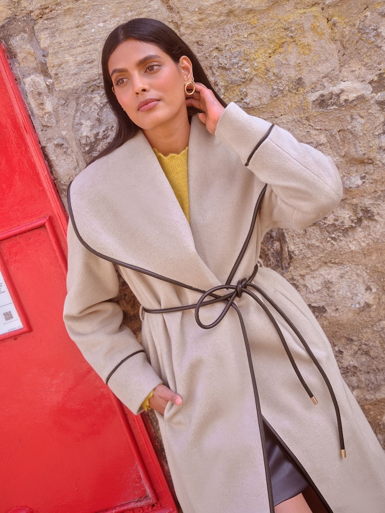 Love & Roses Neutral Eyelet Wrap Coat - Image 2 of 5