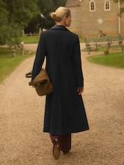 Preto - Love & Roses PU Collar Longline Double Breasted Coat - Imagem 4 de 4