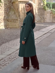 Love & Roses Teal Blue Funnel Neck Wrap Coat - Image 2 of 4