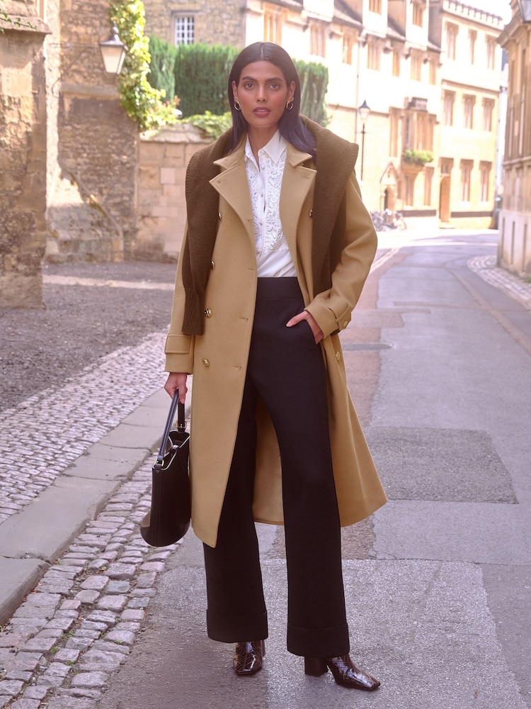 Love & Roses Camel Funnel Neck Wrap Coat - Image 2 of 4