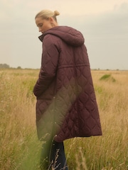 Love & Roses Burgundy Red Lightweight Padded Midi Coat - Image 5 of 5