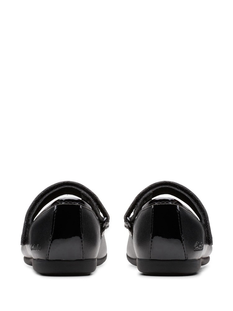 Clarks Black Wide Fit (G) Younger Girls Dance Beam Shoes - Image 2 of 6