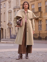 Love & Roses Camel Longline Cape Trench Coat - Image 1 of 5