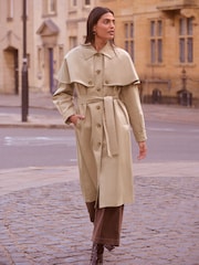 Love & Roses Camel Longline Cape Trench Coat - Image 3 of 5