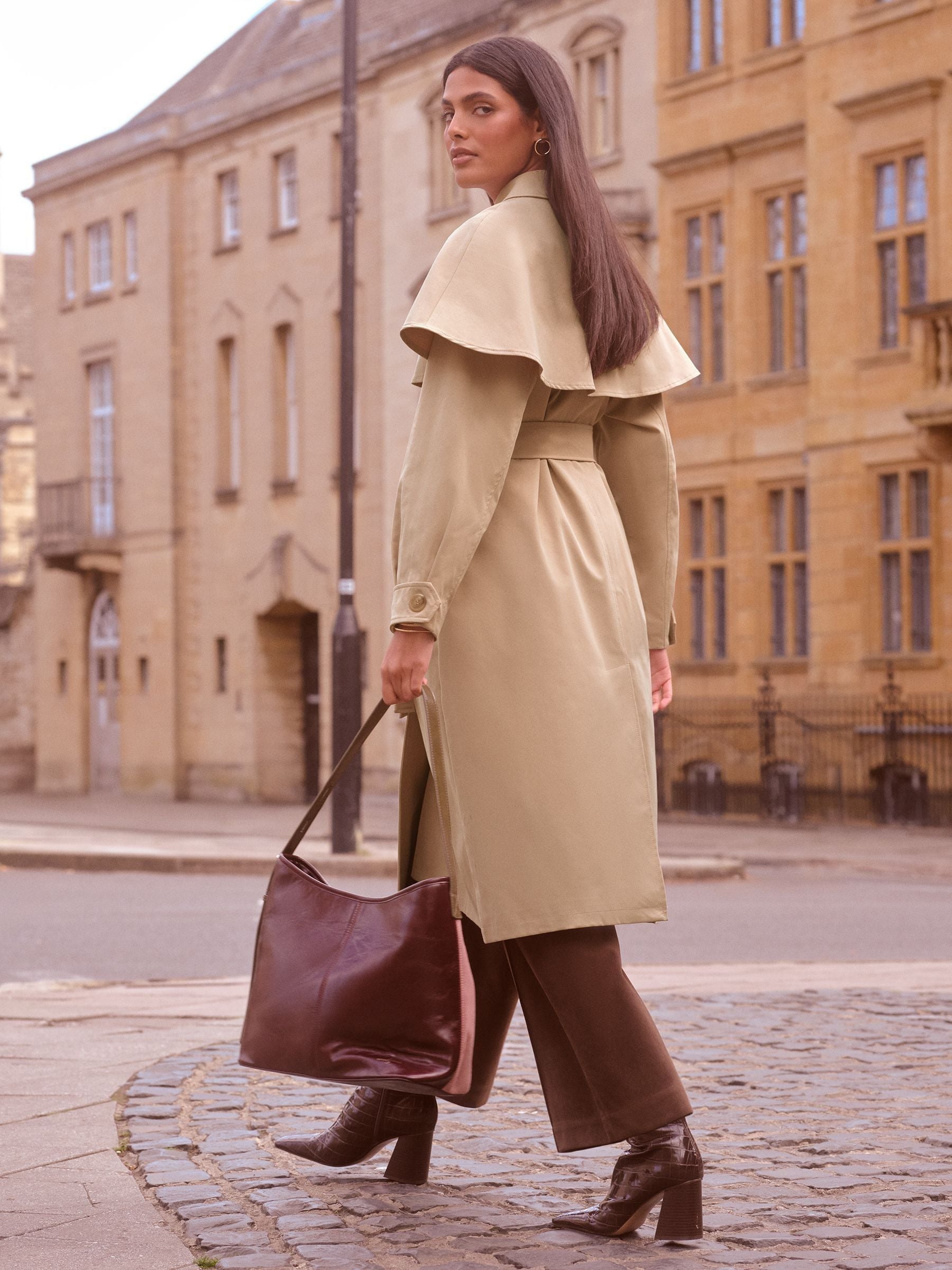 Buy Love & Roses Camel Longline Cape Trench Coat from Next USA
