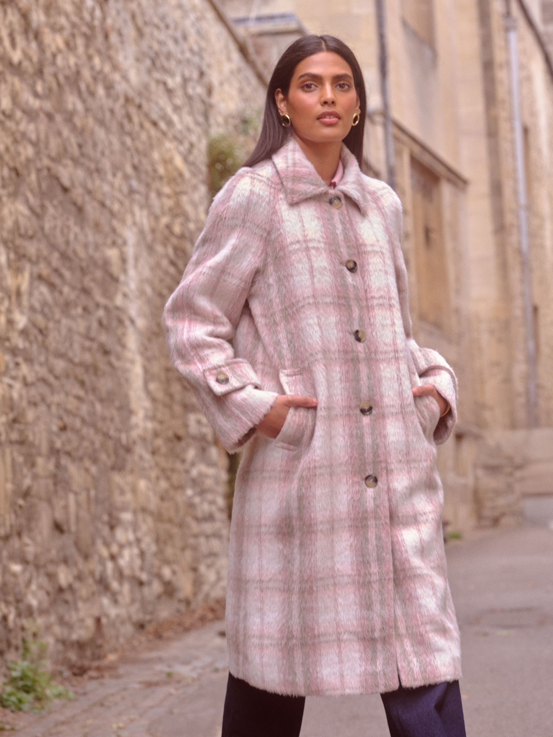 Buy Love & Roses Pink Check Car Coat from Next Canada