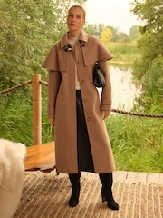 Love & Roses Camel Longline Cape Coat - Image 1 of 5
