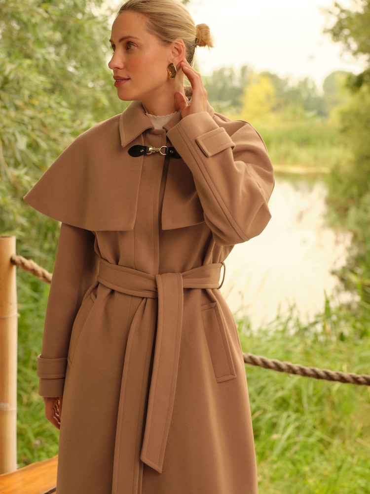 Love & Roses Camel Longline Cape Coat - Image 2 of 5