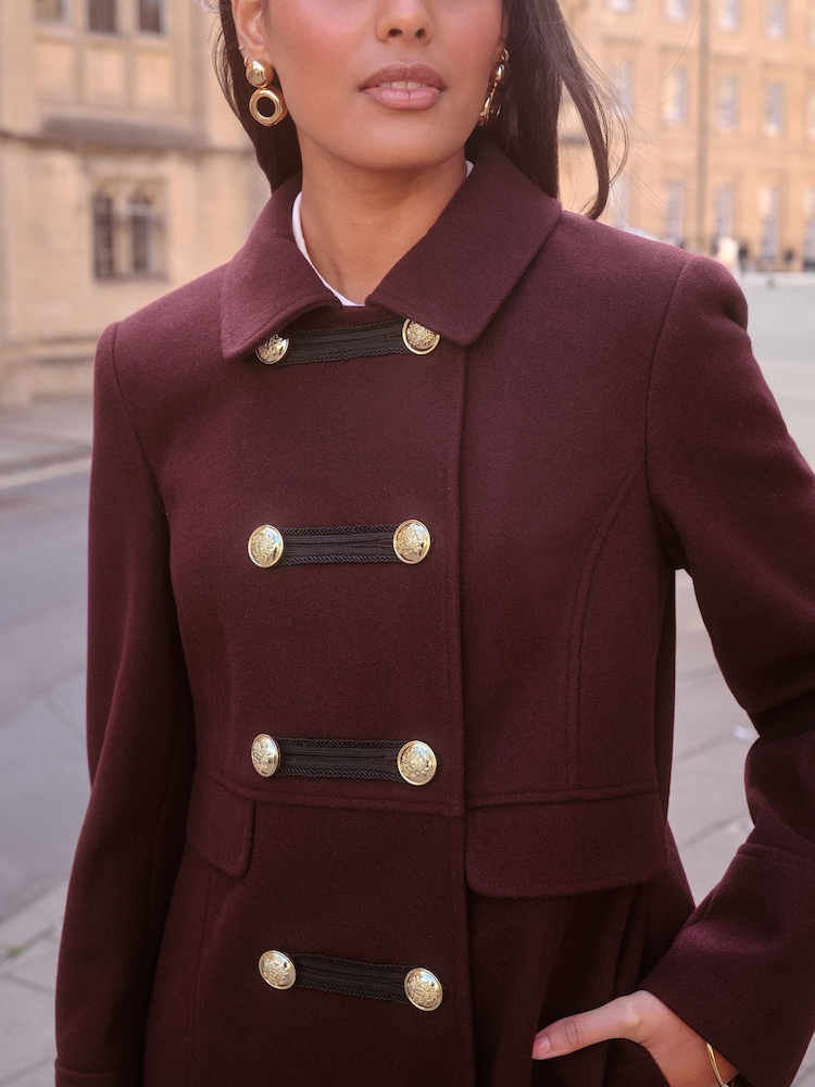 Love & Roses Berry Red Frogging Coat - Image 2 of 4