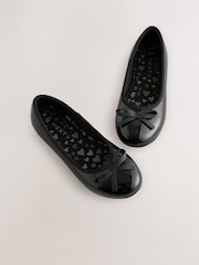 Black Patent Standard Fit (F) Leather Ballerina School Shoes - Image 2 of 5