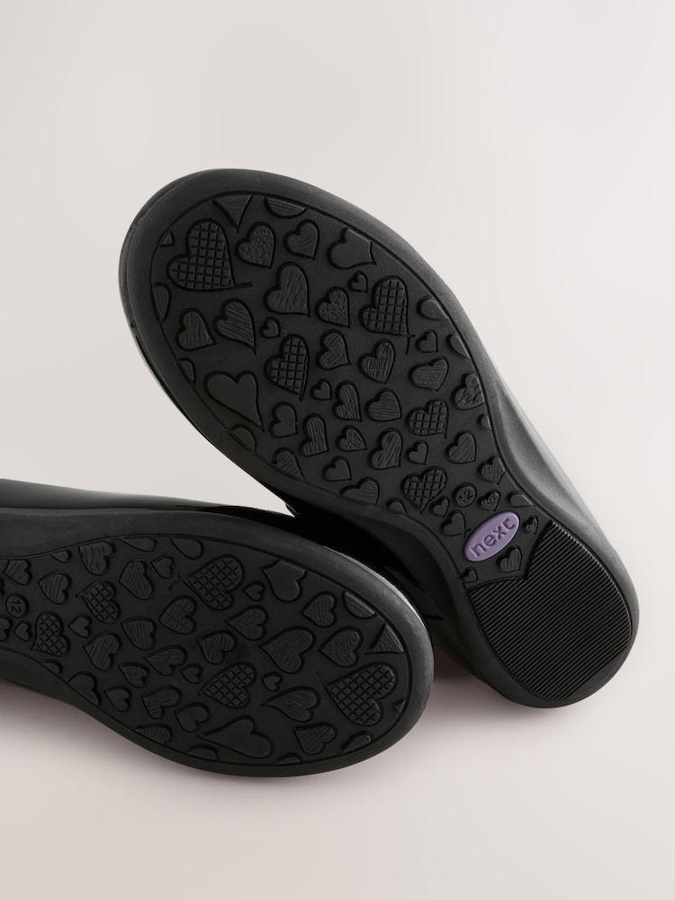Black Patent Standard Fit (F) Leather Ballerina School Shoes - Image 5 of 5