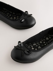 Black Wide Fit (G) Leather Ballerina School Shoes - Image 3 of 5
