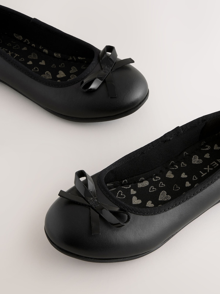Buy Black Wide Fit (G) Leather Ballerina School Shoes from Next