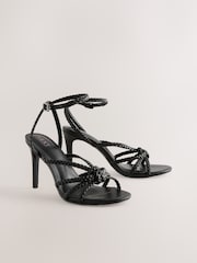 Black Forever Comfort® Plaited Strappy Heeled Sandals - Image 4 of 9
