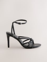 Black Forever Comfort® Plaited Strappy Heeled Sandals - Image 6 of 9