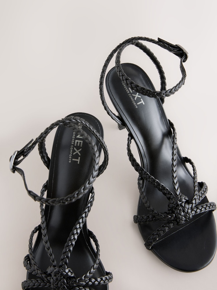 Black Forever Comfort® Plaited Strappy Heeled Sandals - Image 9 of 9