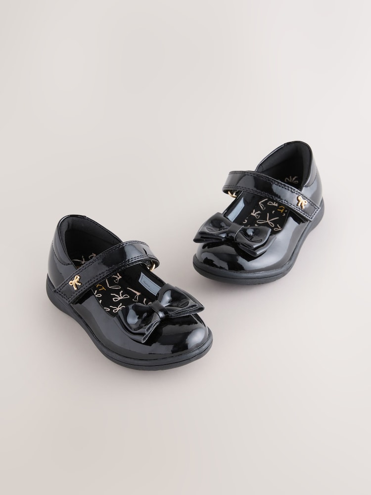 Schwarzes Lackleder - Bow Mary Jane School Shoes - Bild 1 von 6