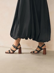 Black Forever Comfort® Strappy Buckle Block Heel Sandals - Image 2 of 10