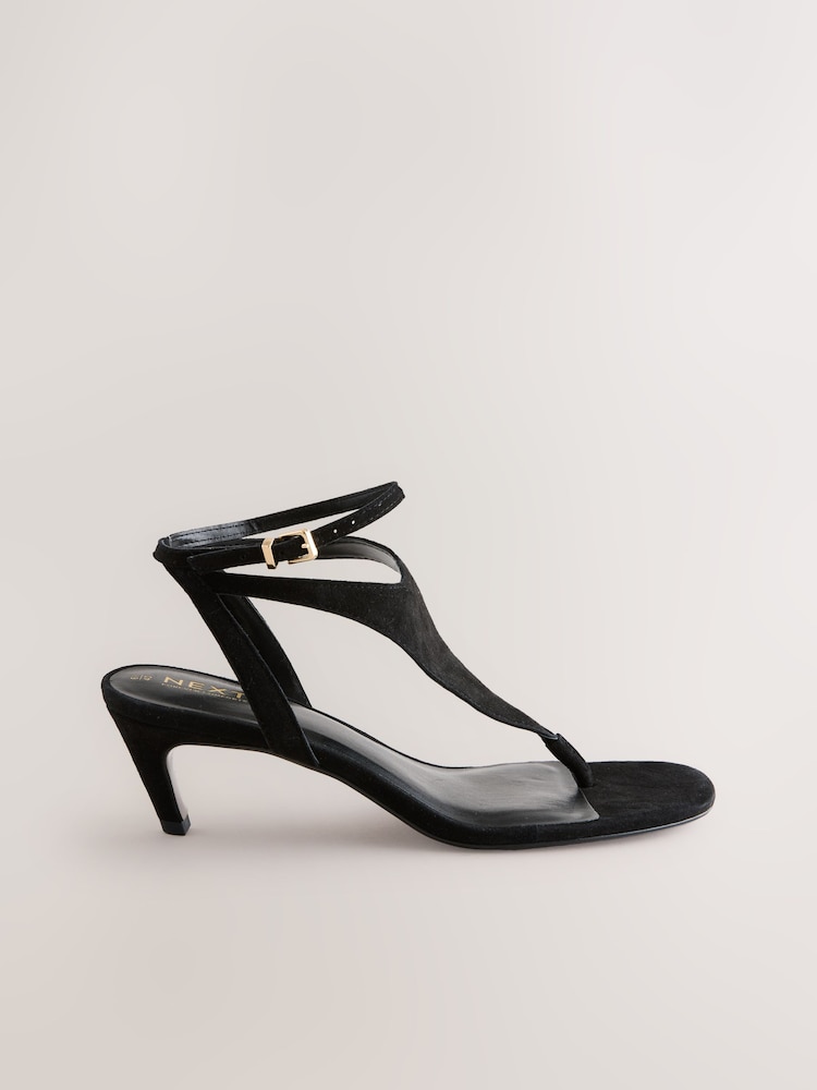 Black Forever Comfort® Suede Toe Post Heeled Sandals - Image 1 of 6