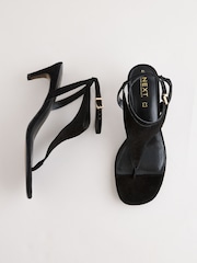 Black Forever Comfort® Suede Toe Post Heeled Sandals - Image 2 of 6