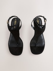 Black Forever Comfort® Suede Toe Post Heeled Sandals - Image 3 of 6
