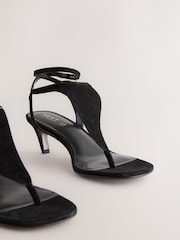 Black Forever Comfort® Suede Toe Post Heeled Sandals - Image 6 of 6