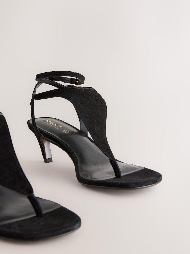 Black Forever Comfort® Suede Toe Post Heeled Sandals - Image 6 of 6