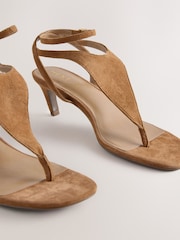 Tan Brown Forever Comfort® Suede Toe Post Heeled Sandals - Image 10 of 10