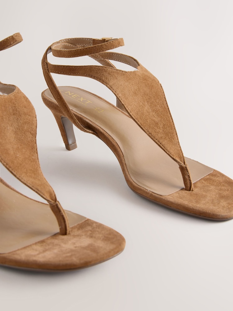 Tan Brown Forever Comfort® Suede Toe Post Heeled Sandals - Image 10 of 10