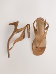 Tan Brown Forever Comfort® Suede Toe Post Heeled Sandals - Image 2 of 6
