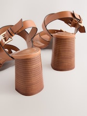 Tan Brown Forever Comfort® Strappy Buckle Block Heel Sandals - Image 10 of 11