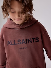 smALLSAINTS Chestnut Brown Logo Distressed Oversized Pullover Hoodie - Image 3 of 10