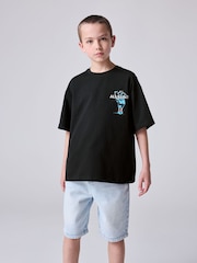 smALLSAINTS Black/Undergang Boys Oversized Graphic Crew T-Shirt - Image 1 of 7