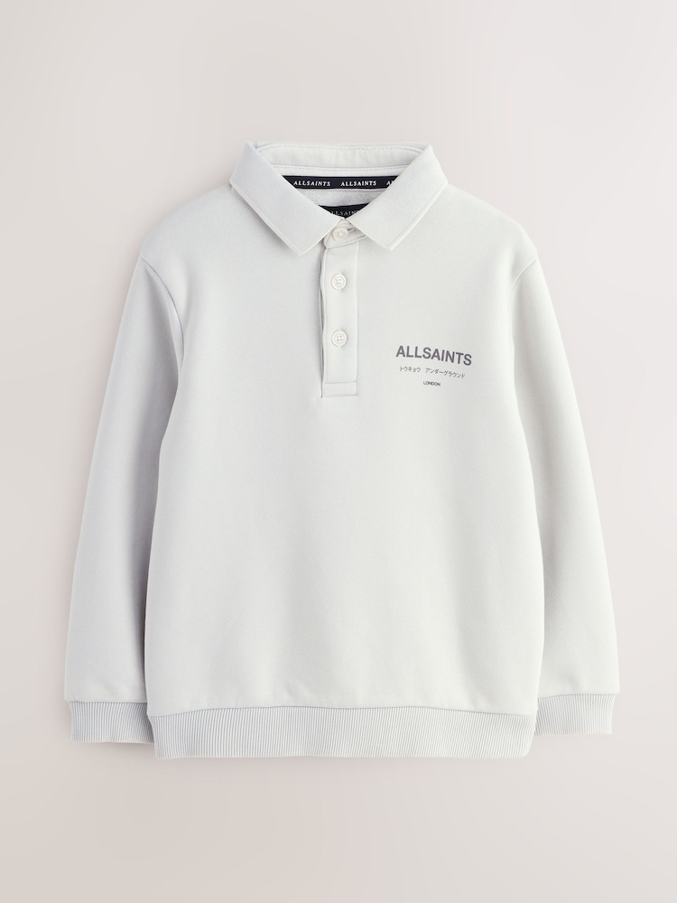 smALLSAINTS Light Grey Underground Oversized Sweat Polo Shirt - Image 1 of 4