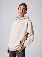 smALLSAINTS Beige Oversized Underground Pullover Hoodie - Image 1 of 12