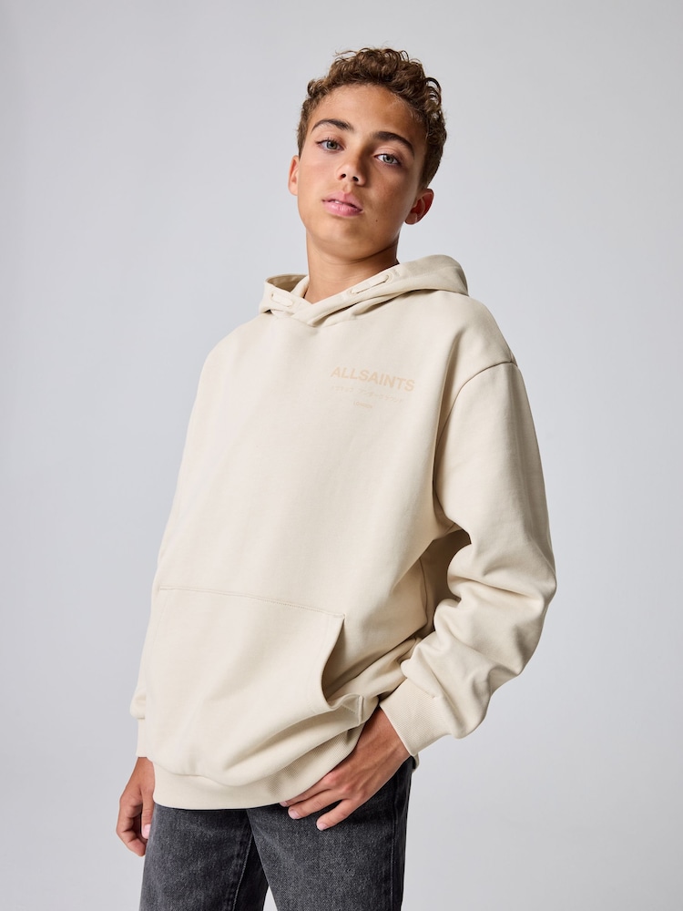 smALLSAINTS Beige Oversized Underground Pullover Hoodie - Image 1 of 12