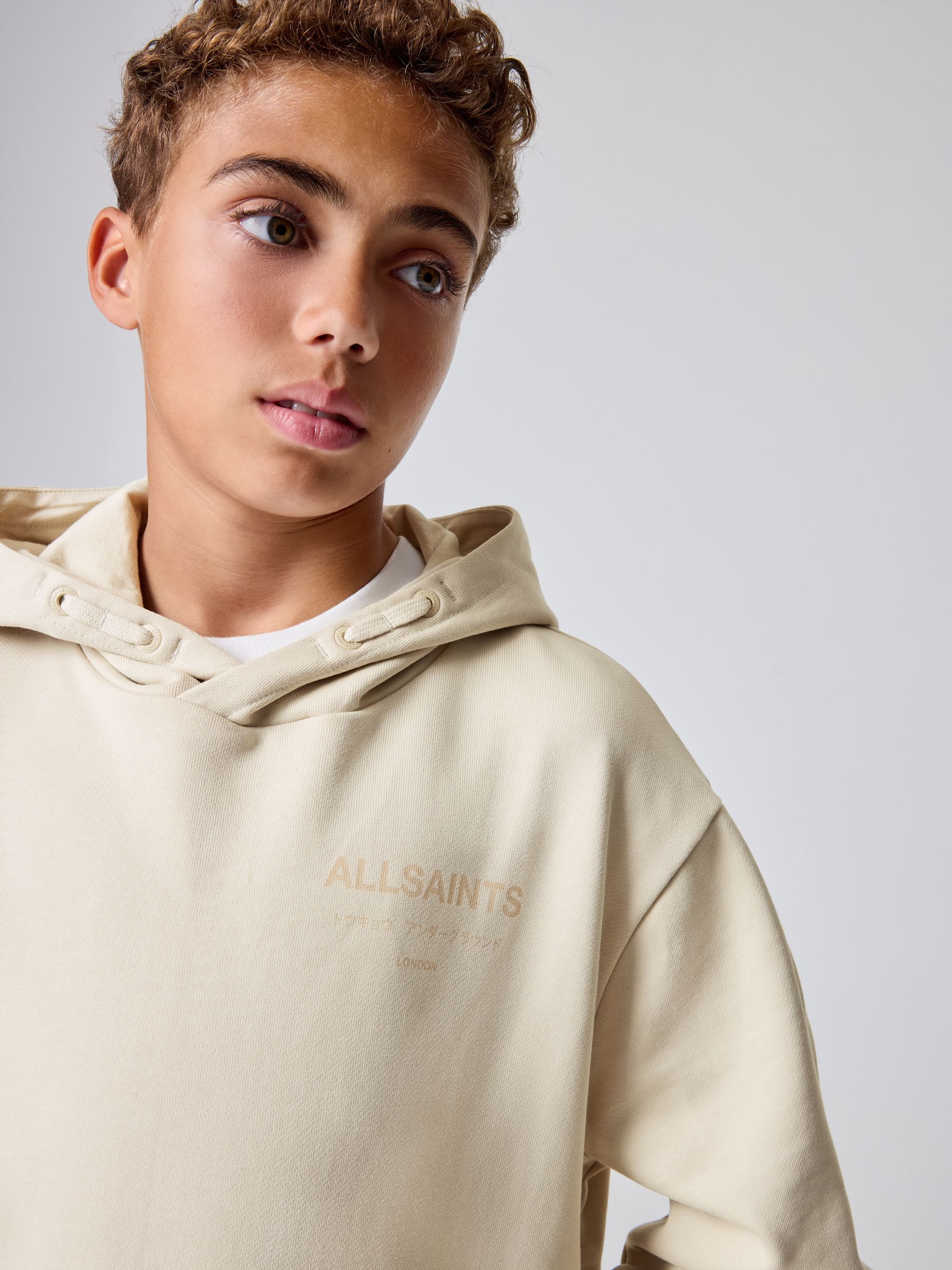 Buy smALLSAINTS Beige Oversized Underground Pullover Hoodie from
