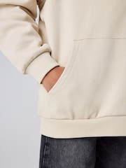smALLSAINTS Beige Oversized Underground Pullover Hoodie - Image 4 of 12