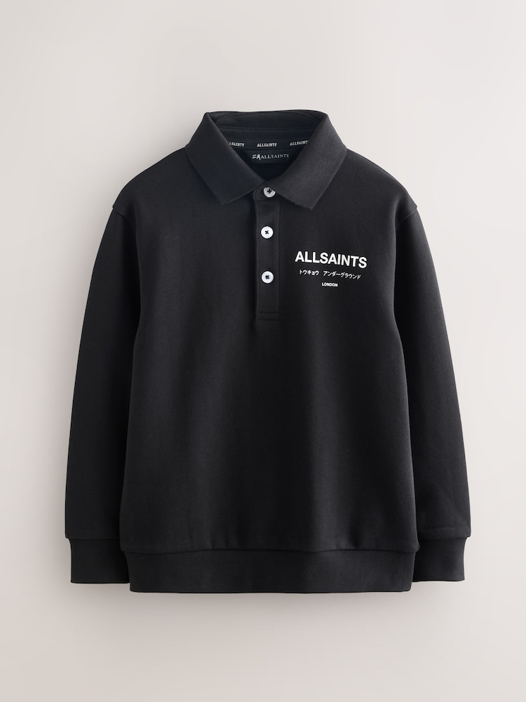 smALLSAINTS Black Underground Oversized Sweat Polo Shirt - Image 1 of 7