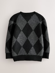 smALLSAINTS Black/Grey Joker Oversized Argyle Jumper - Image 6 of 8