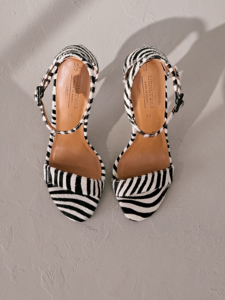 Zebra Signature Premium Leather High Round Toe Simple Sandals - Image 1 of 8