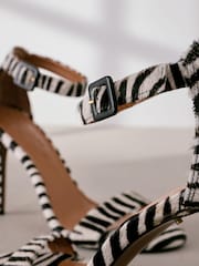 Zebra Signature Premium Leather High Round Toe Simple Sandals - Image 5 of 8