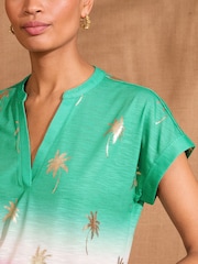 Love & Roses Pink And Green Ombre Foil V-Neck Jersey T-Shirt - Image 2 of 4