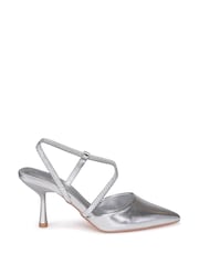 Linzi Silver Allie Wrap Around Sling Back Stiletto Court Heels - Image 2 of 4