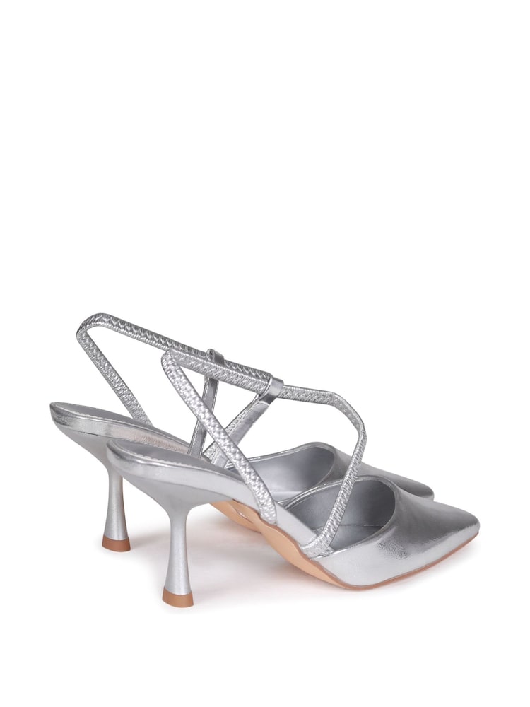Linzi Silver Allie Wrap Around Sling Back Stiletto Court Heels - Image 4 of 4