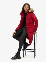 Superdry Red Everest Faux Fur Longline Jacket - Image 1 of 6